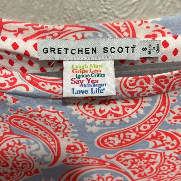 Gretchen Scott Magpie Dress Plentiful Paisley Stretch Coral & Blue Size Small - Picture 2 of 5